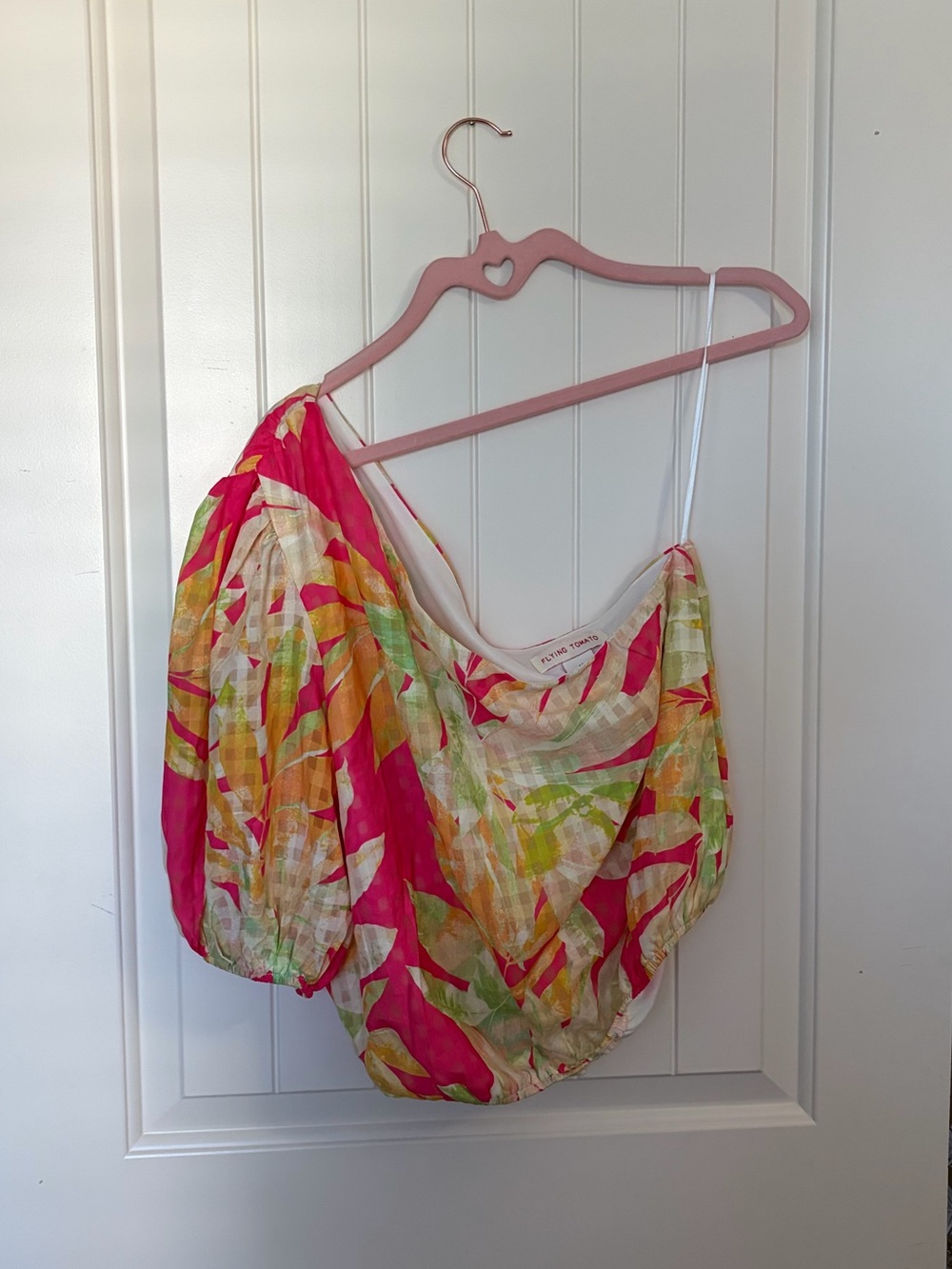 tropical one shoulder top